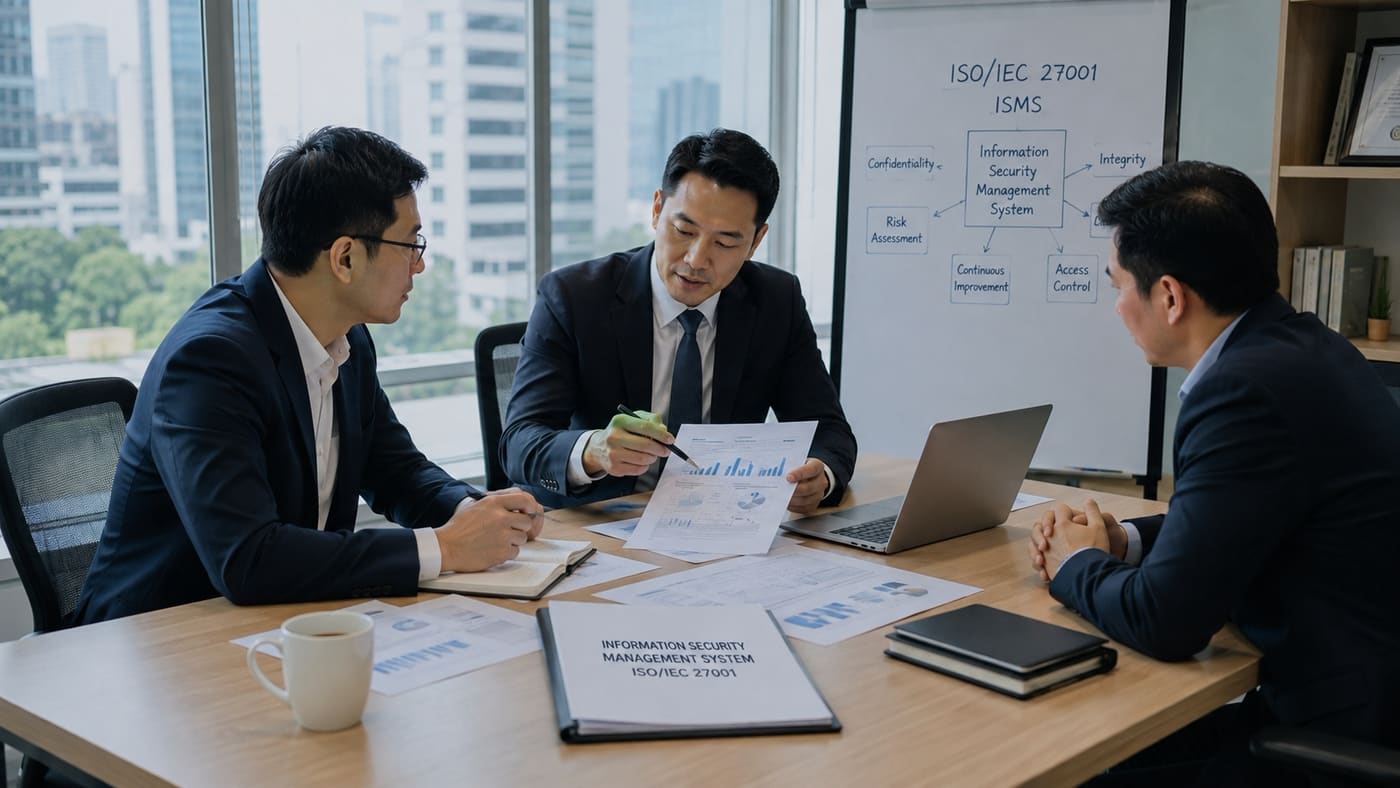 ที่ปรึกษาประชุมวางระบบ ISMS ตามมาตรฐาน ISO/IEC 27001 ร่วมกับผู้บริหารองค์กร